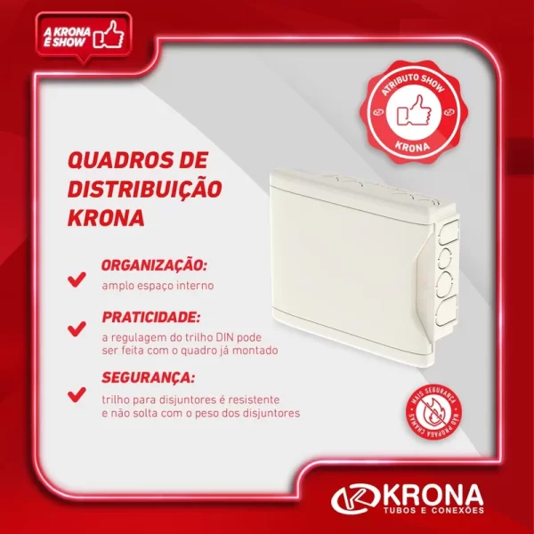 QUADRO DISTR 8D/6N EMBUTIR S/ BARRAMENTO - KRONA - Image 2